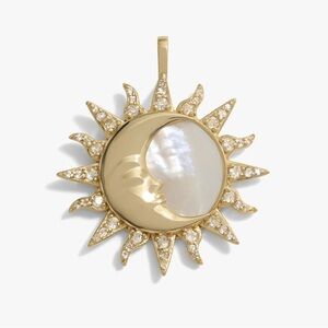 AWE INSPIRED Sun & Moon Mother of Pearl Vermeil Pendant Amulet